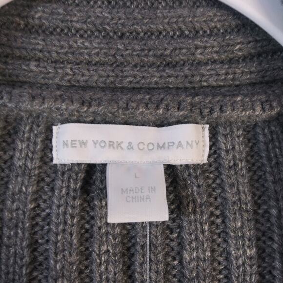 New York & Co Gray Knit Sweater Cardigan Button Front Size L - Picture 6 of 9